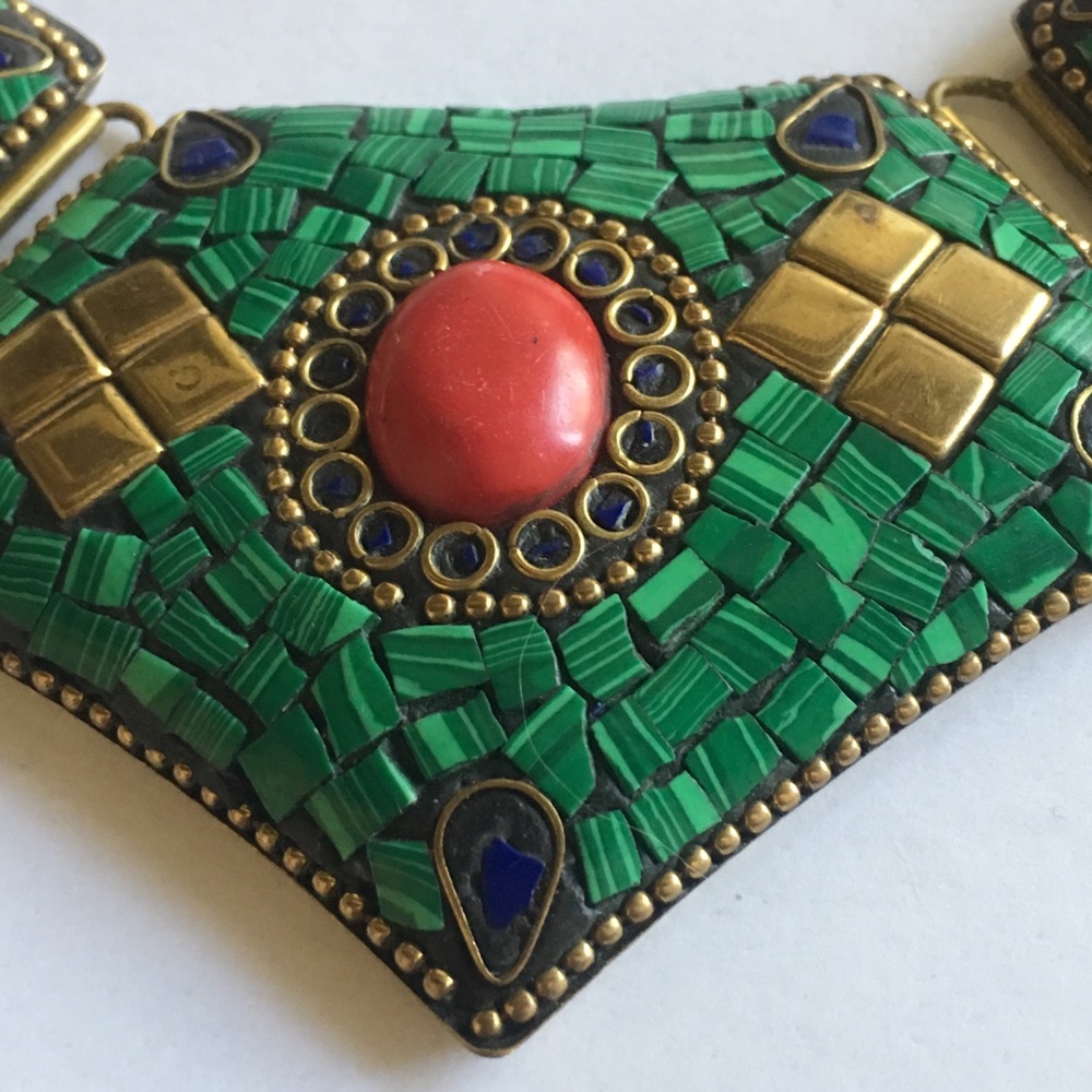 Boho Ethnic Statement Necklace Stone Chips - image 2